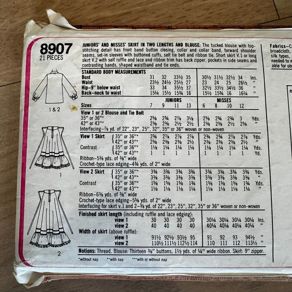 Gunne Sax Top Skirt Set Pattern Midi Maxi Skirt Two Patterns Vintage 80s RARE